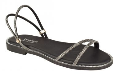 Σανδάλια γυναικεία | Δερμάτινα | Υφαντίδης | 120059 | Μαύρο Glitter - Υφαντίδης - 